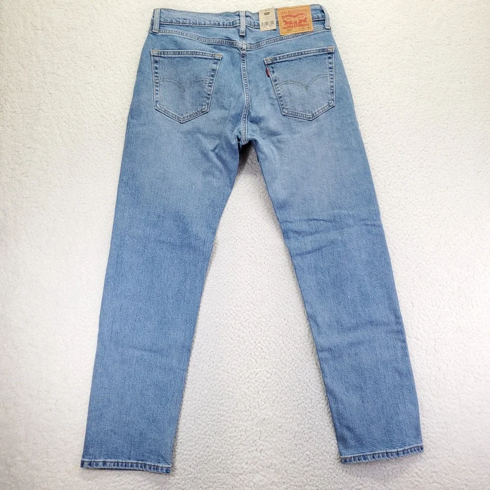Levis 505 Regular Fit Straight Leg Light Wash Blue Stretch Jeans 33x32